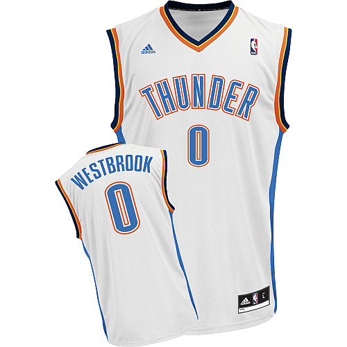  NBA Oklahoma City Thunder 0 Russell Westbrook New Revolution 30 Swingman Home White Jersey